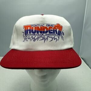 Vtg 1997 Pontiac GMC Thunder Evansville IN Promo Hat White Red Bill